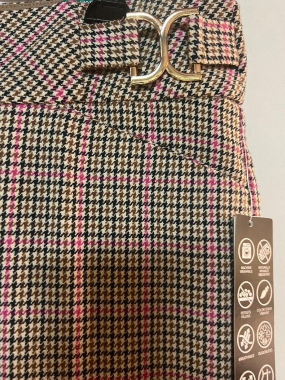 Investments Houndstooth Wide Leg Crop Pants Secret Support 16 NWT